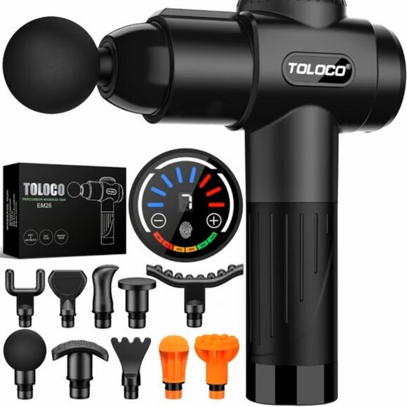 TOLOCO Massage Gun, Deep Tissue Back Massage for Athletes Pain Relief EM26-NEW - Picture 1 of 3